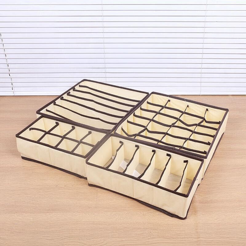 Foldable Storage Drawer Organizer Set 4PCS/Set 2Colours Non-woven Fabric - Discount Packaging Warehouse