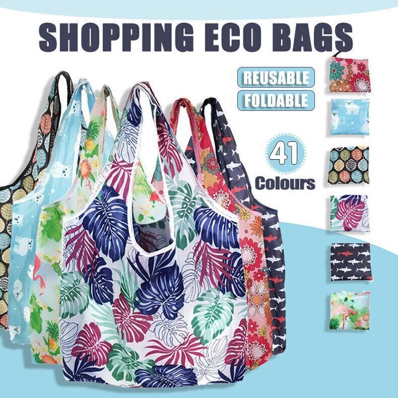 Foldable Waterproof Shopping Bag 1PC 41 Styles 46x8x35cm Polyester Grocery bag - Discount Packaging Warehouse