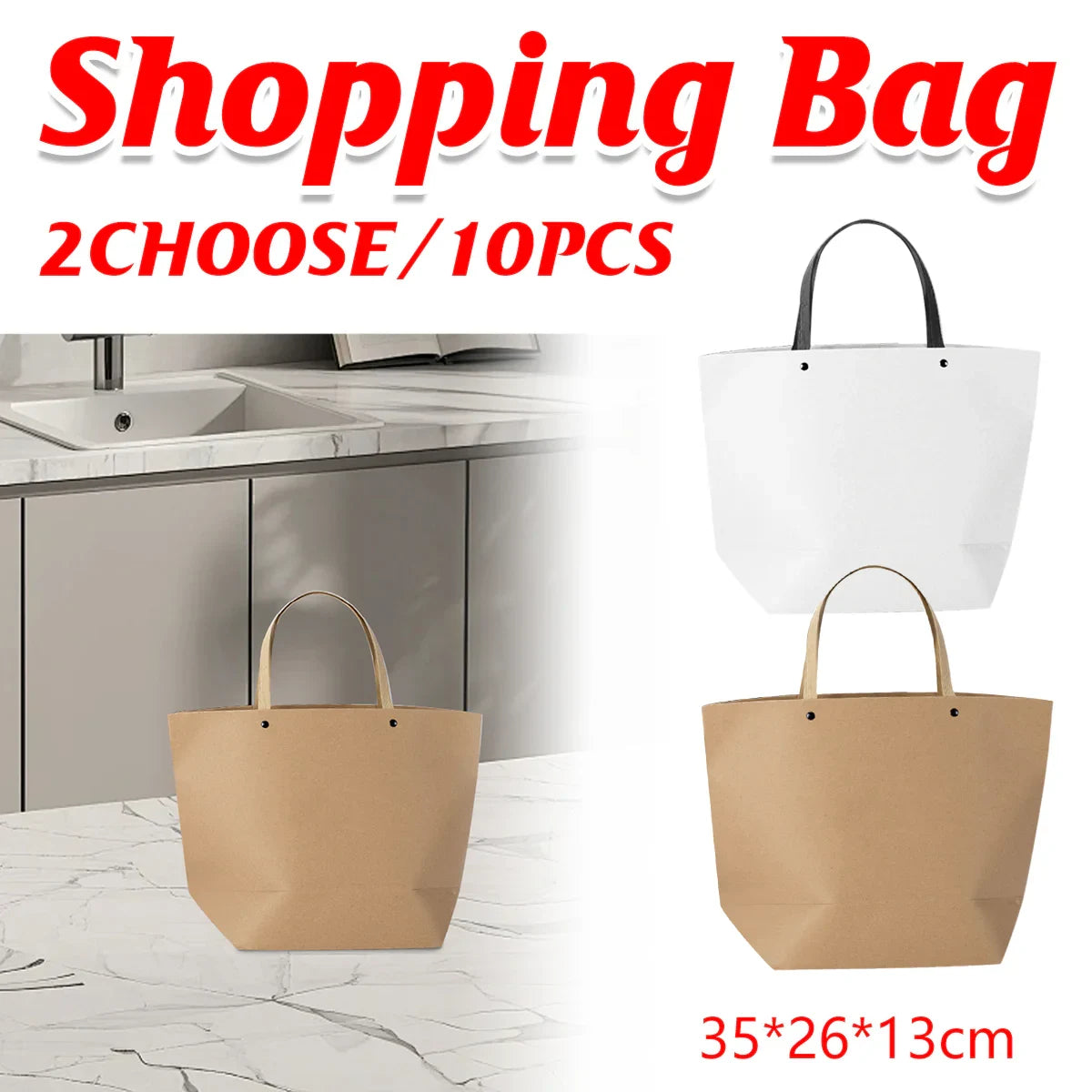 Boat Shaped Paper Tote Bag Gift Shopping Bag Recyclable 10 PCS