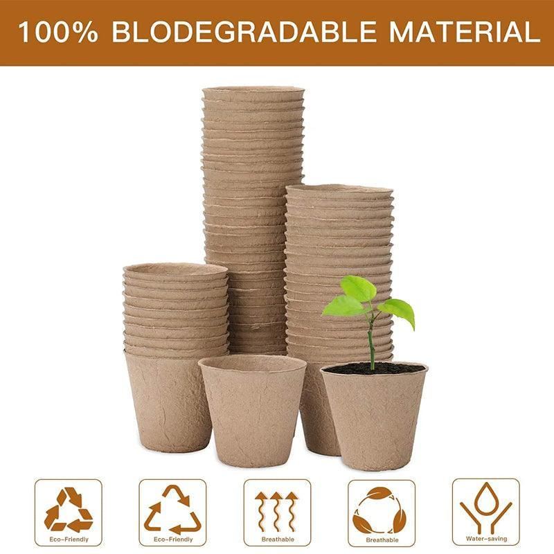 Biodegradable Nursery Pots 500PCS 7.5*8cm Light Brown Paper Pulp - Discount Packaging Warehouse