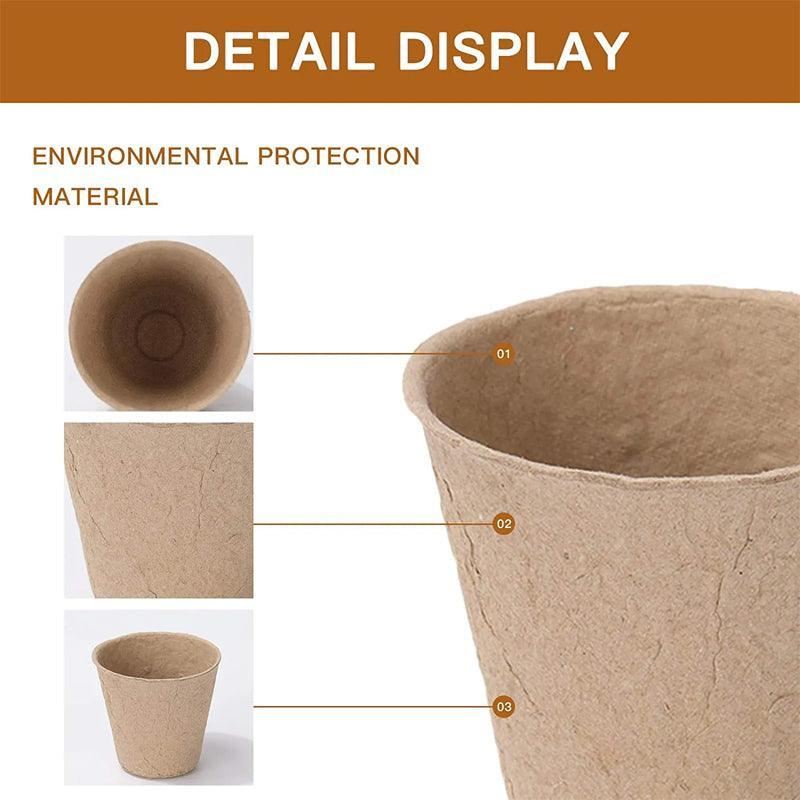 Biodegradable Nursery Pots 500PCS 7.5*8cm Light Brown Paper Pulp - Discount Packaging Warehouse