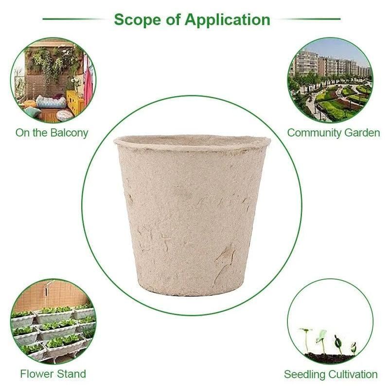 Biodegradable Nursery Pots 500PCS 7.5*8cm Light Brown Paper Pulp - Discount Packaging Warehouse
