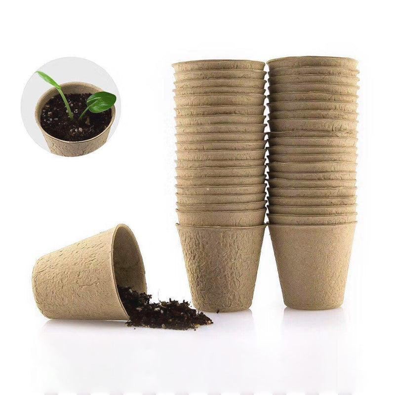 Biodegradable Nursery Pots 500PCS 7.5*8cm Light Brown Paper Pulp - Discount Packaging Warehouse