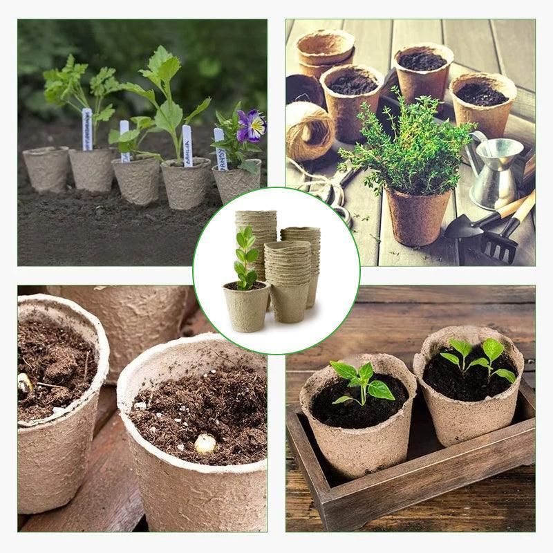 Biodegradable Nursery Pots 500PCS 7.5*8cm Light Brown Paper Pulp - Discount Packaging Warehouse