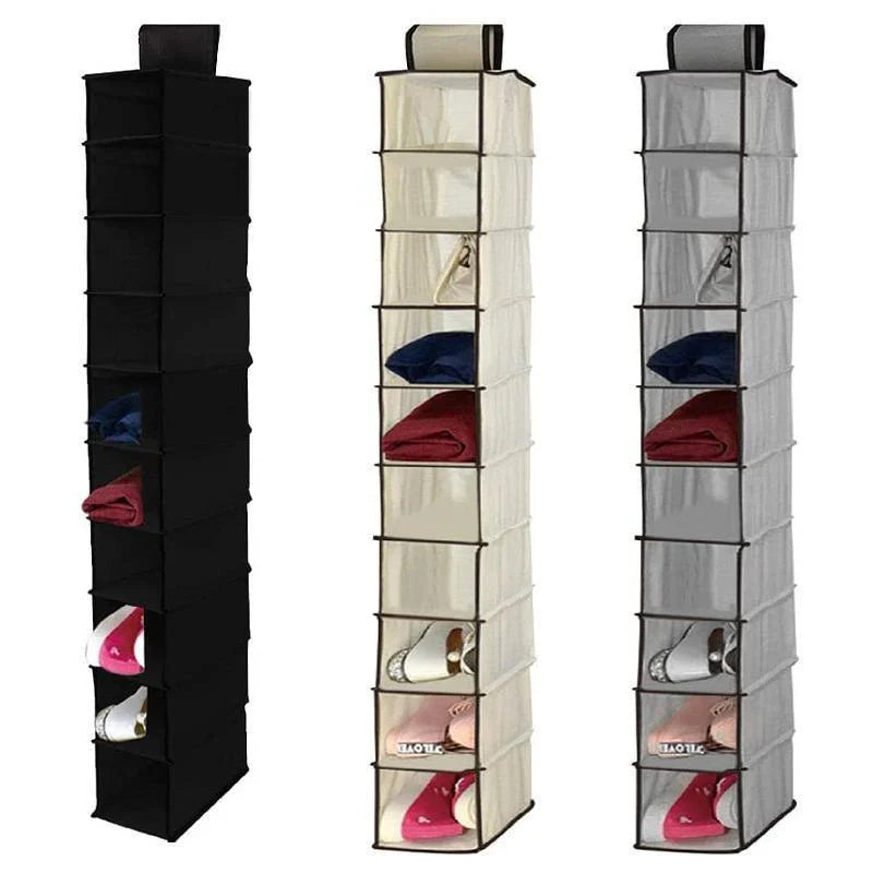 Hanging Closet Organizer 1PC 10Grids 3Colours Non-woven Fabric - Discount Packaging Warehouse