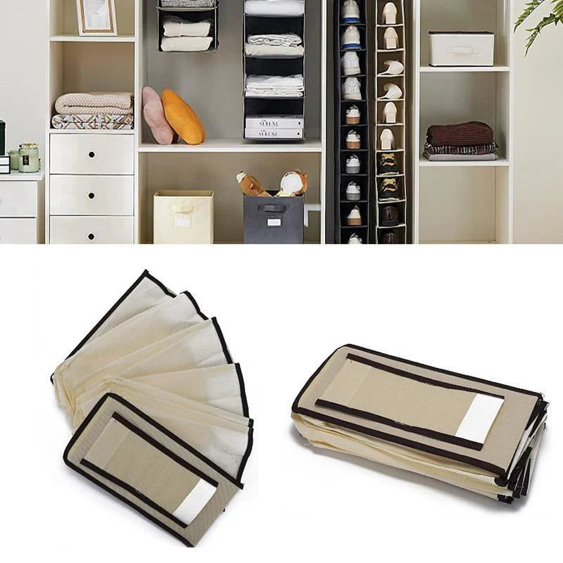 Hanging Closet Organizer 1PC 10Grids 3Colours Non-woven Fabric - Discount Packaging Warehouse