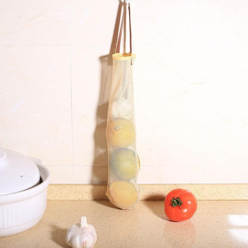 Hanging Mesh Vegetable Storage Bag 1PC 11x39.5cm Beige Polyester - Discount Packaging Warehouse