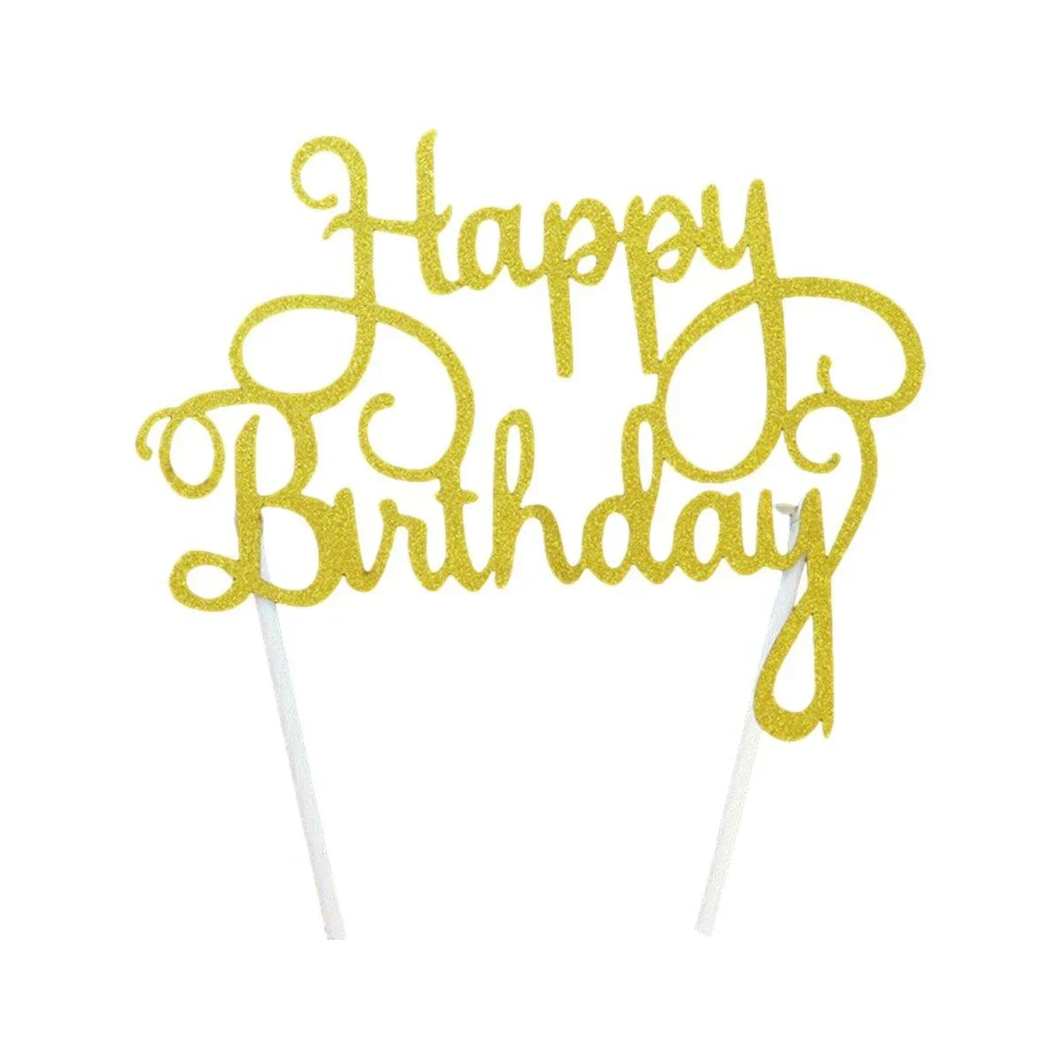 Happy Birthday Cake Topper 1PC 5Colours 6Styles Acrylic - Discount Packaging Warehouse