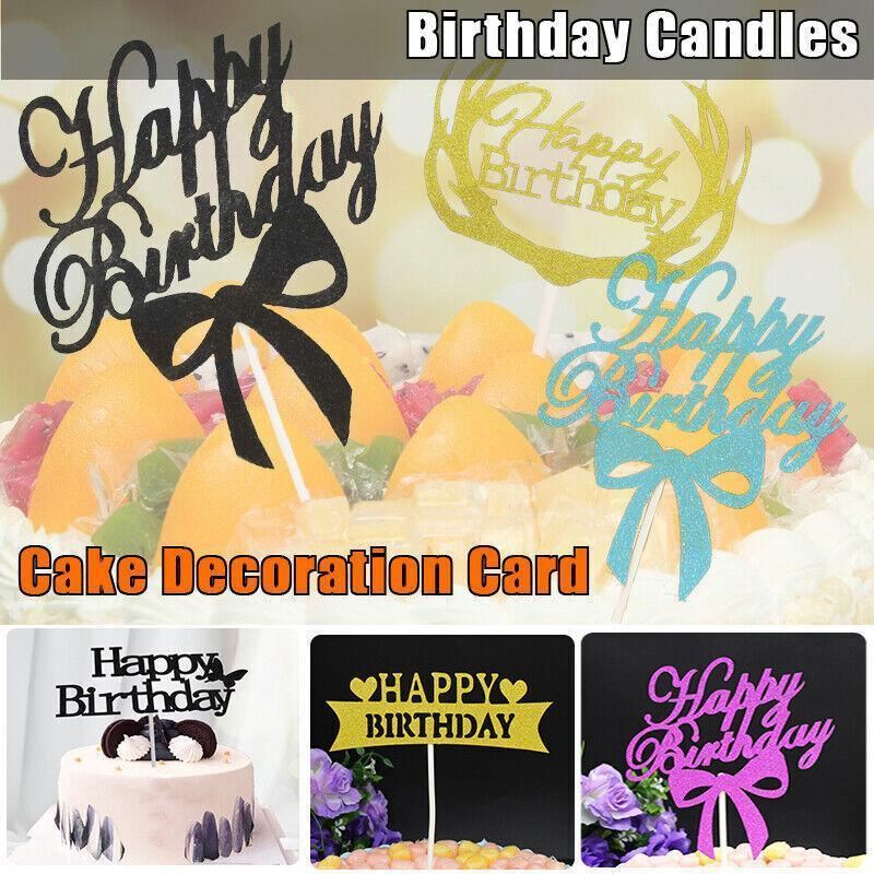 Happy Birthday Cake Topper 1PC 5Colours 6Styles Acrylic - Discount Packaging Warehouse