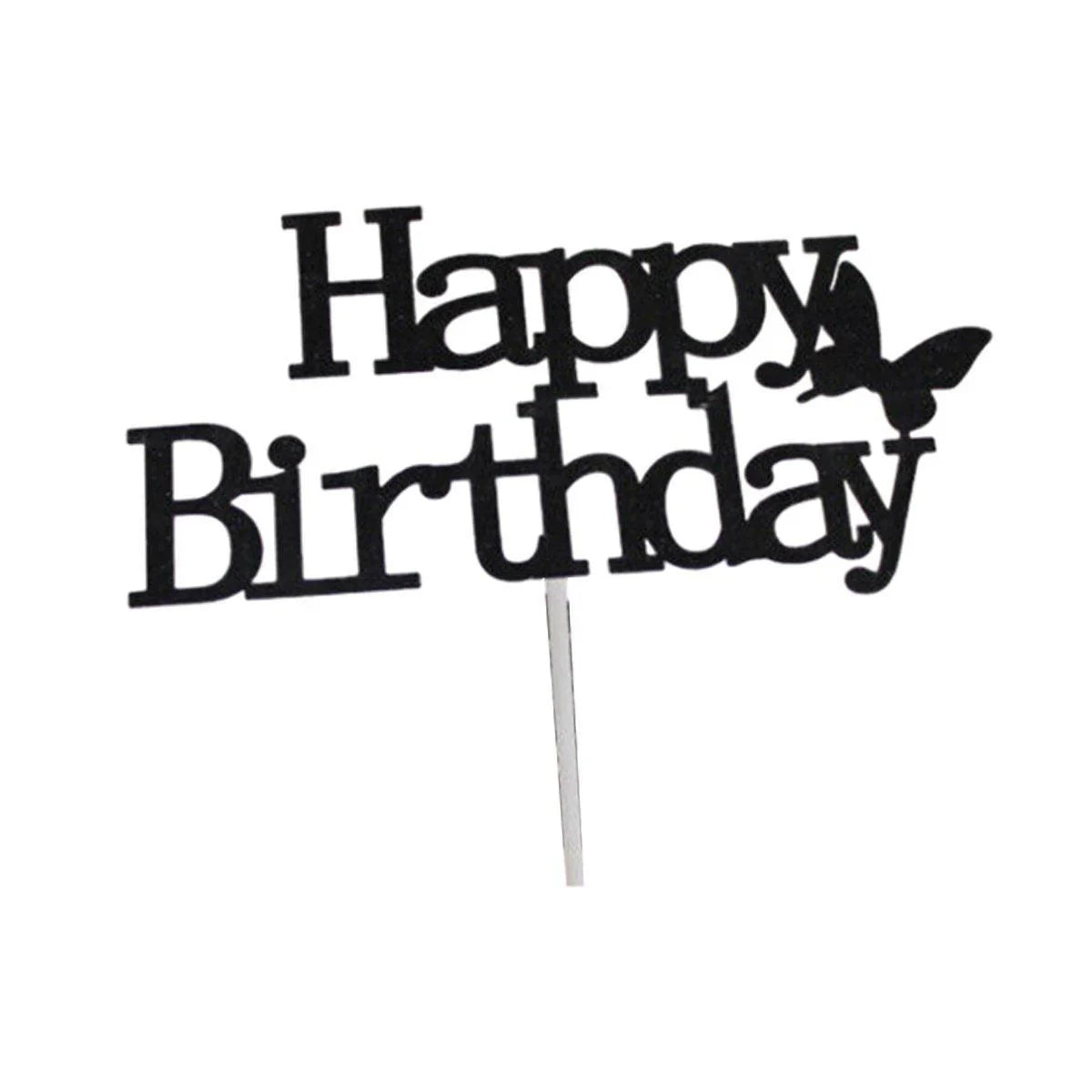 Happy Birthday Cake Topper 1PC 5Colours 6Styles Acrylic - Discount Packaging Warehouse