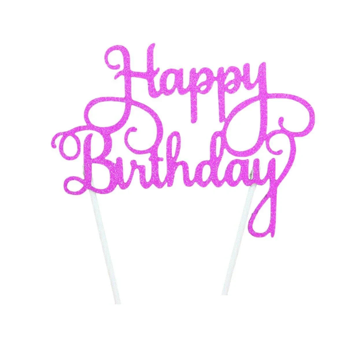 Happy Birthday Cake Topper 1PC 5Colours 6Styles Acrylic - Discount Packaging Warehouse