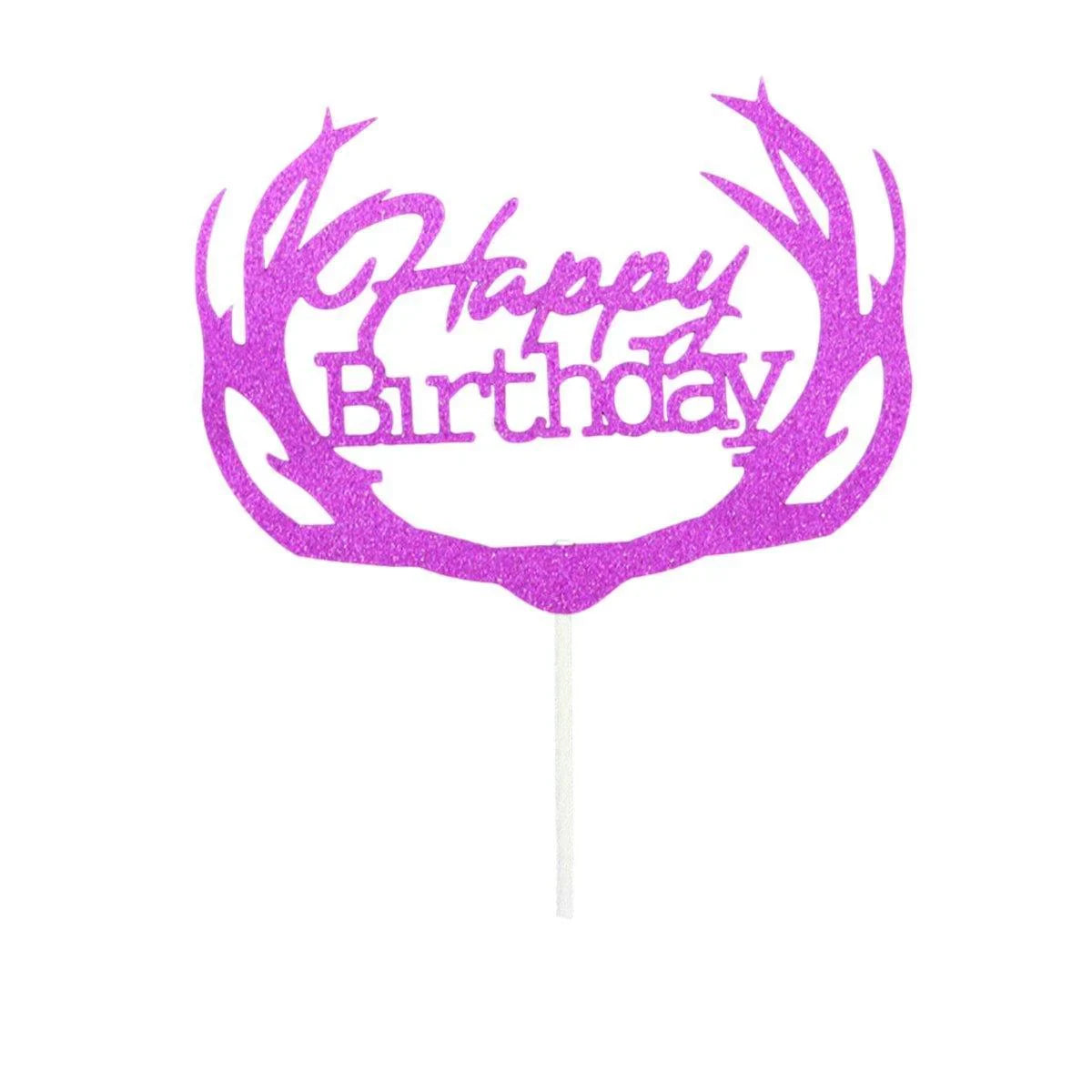 Happy Birthday Cake Topper 1PC 5Colours 6Styles Acrylic - Discount Packaging Warehouse