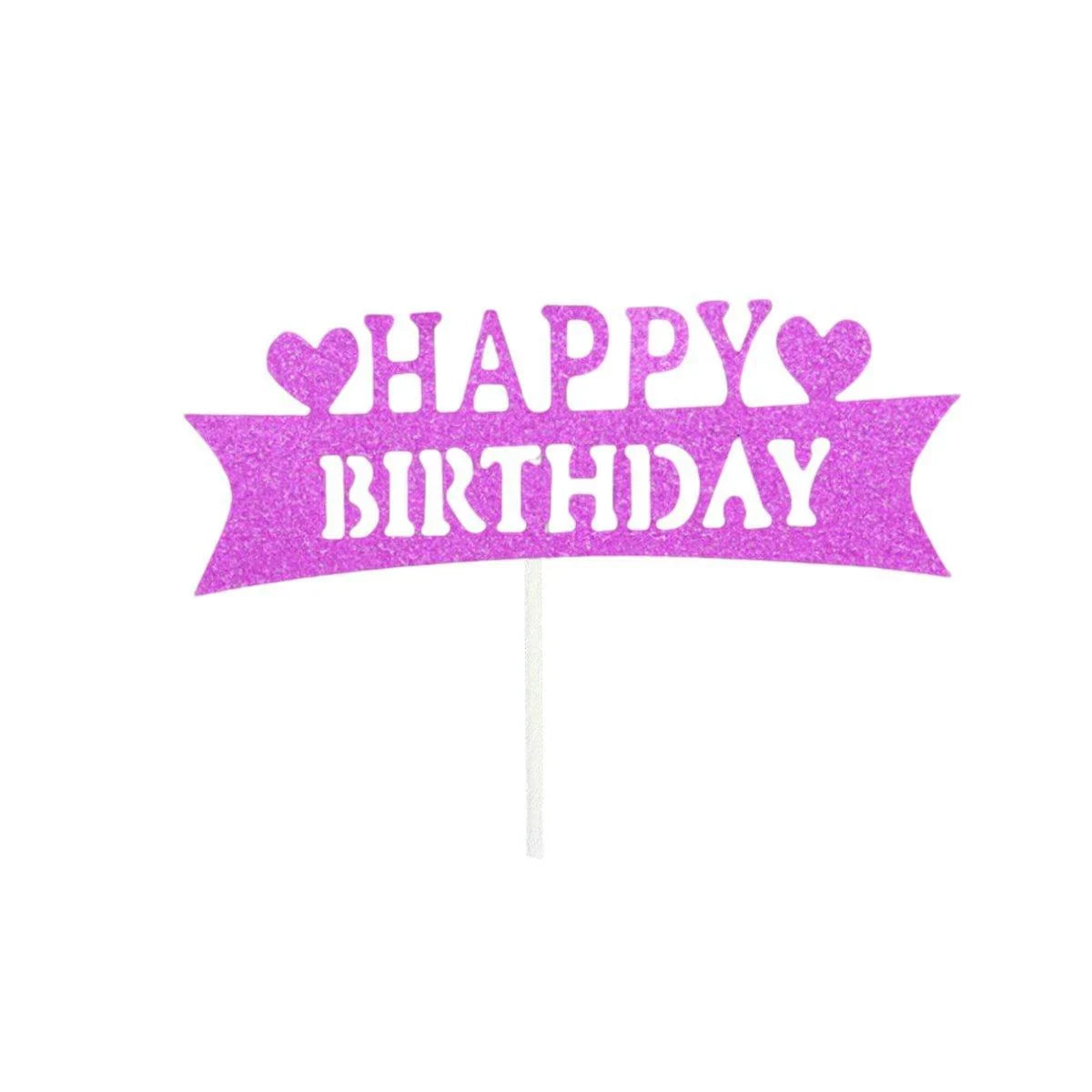 Happy Birthday Cake Topper 1PC 5Colours 6Styles Acrylic - Discount Packaging Warehouse