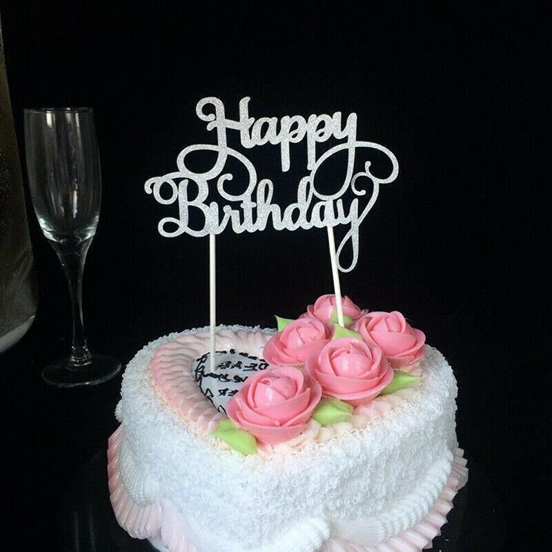 Happy Birthday Cake Topper 1PC 5Colours 6Styles Acrylic - Discount Packaging Warehouse