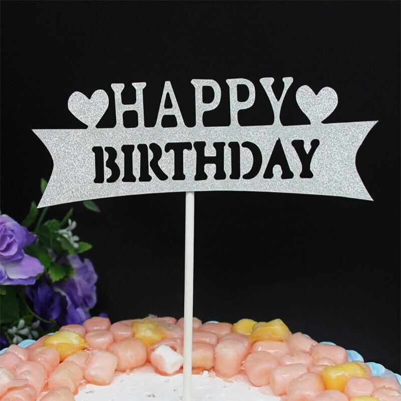 Happy Birthday Cake Topper 1PC 5Colours 6Styles Acrylic - Discount Packaging Warehouse