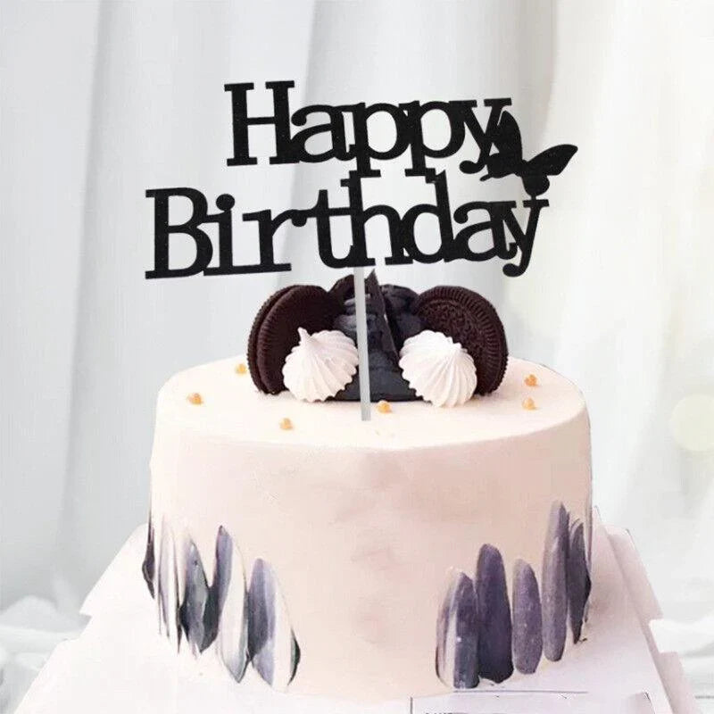 Happy Birthday Cake Topper 1PC 5Colours 6Styles Acrylic - Discount Packaging Warehouse