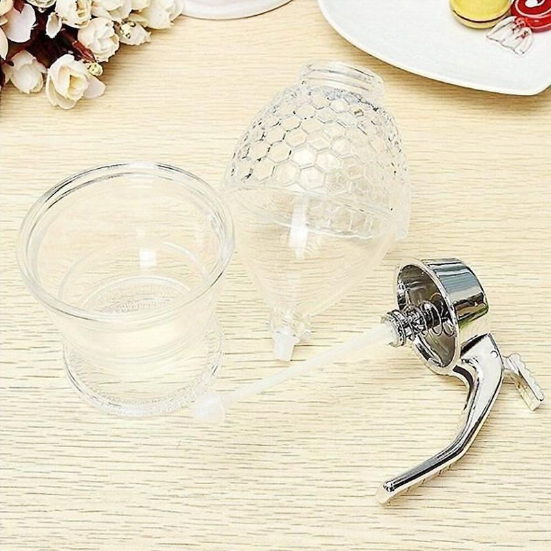 Honey Dispenser 1PC 200ML Clear Plastic Syrup Jar with Stand and Trigger - Discount Packaging Warehouse