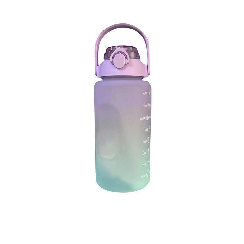 2L Sports Water Bottle with Straw 1PC 4Colours Time-Marked Drink Flask - Discount Packaging Warehouse