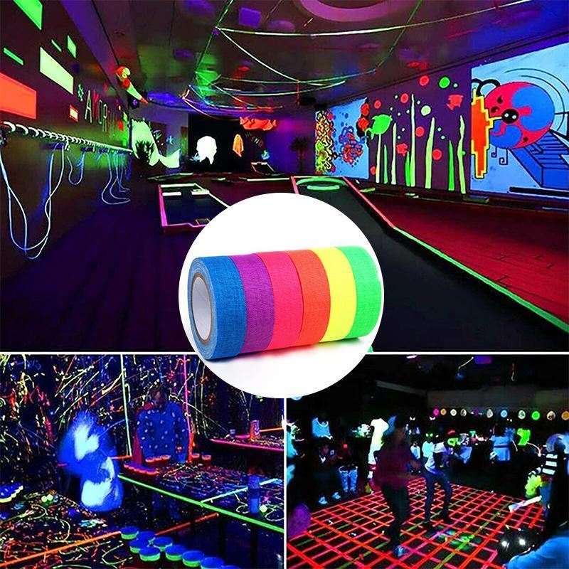 Bright and vibrant black light LED tape illuminating a room