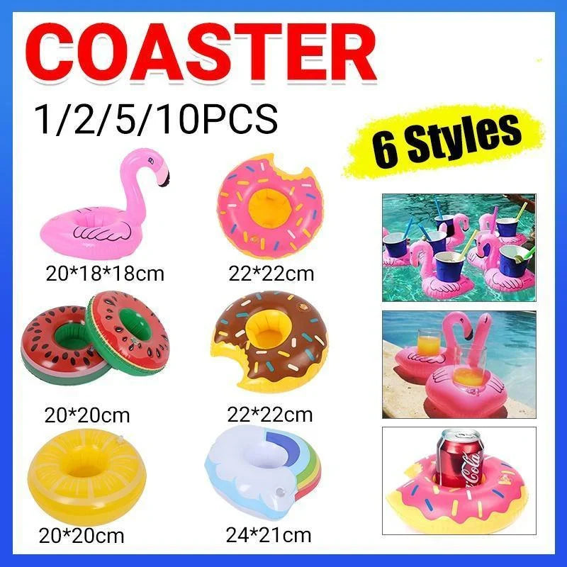 Inflatable Drink Cup Holder 1-10PCS 6Styles Floating Coaster - Discount Packaging Warehouse