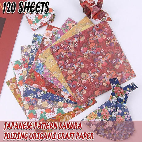 Japanese Pattern Sakura Folding Origami Craft Paper 120Sheets 8Styles Mixed - Discount Packaging Warehouse
