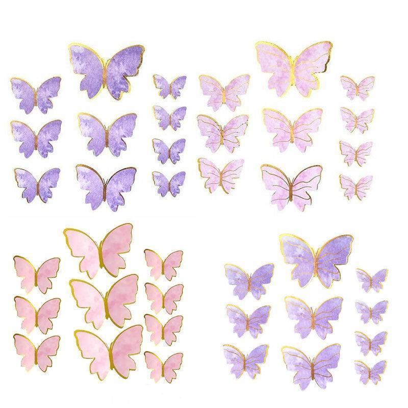 10PCS Butterfly Cake Toppers Happy Birthday