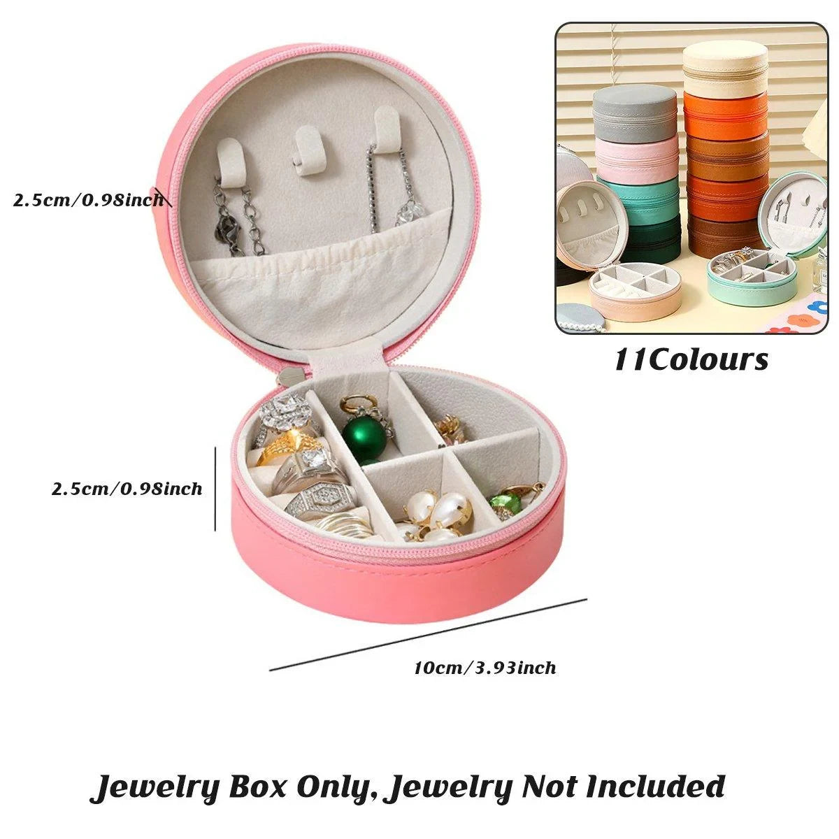 PU Leather Round Jewelry Boxes 1PC