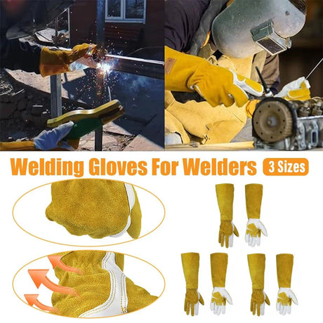 Welding Gloves Long Heavy Duty Safety Work Gloves for Fireplace 1 Pair