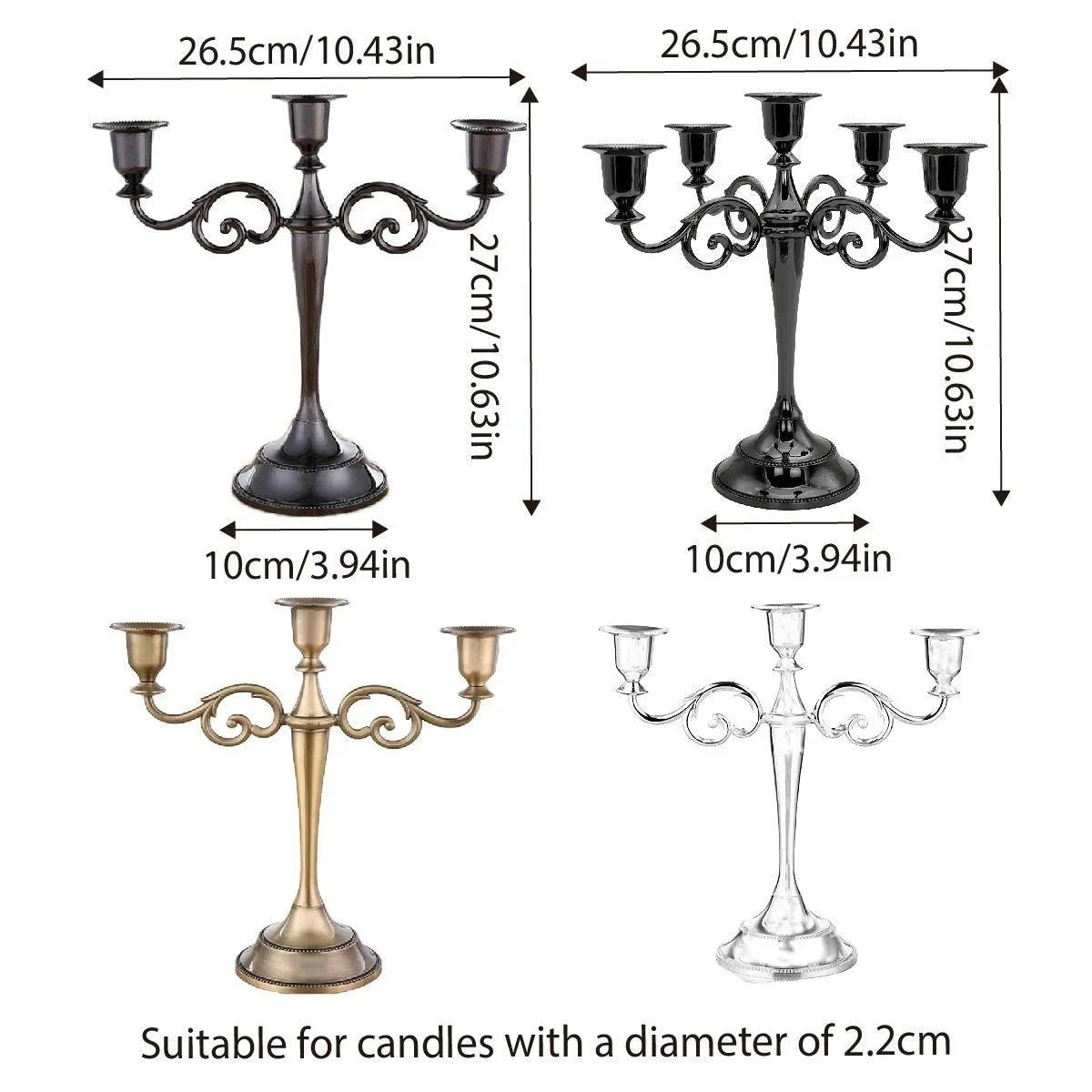 Ornament Candlestick Three Golden 1PC