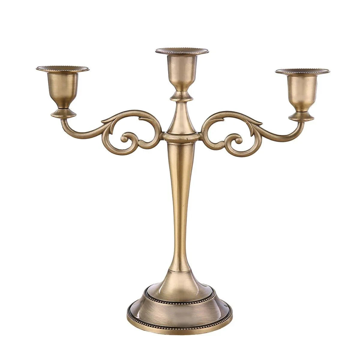 Ornament Candlestick Three Golden 1PC