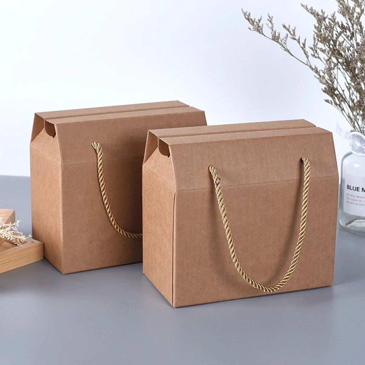 20PCS Kraft Paper Cookie Boxes Bakery Packaging Brown Biscuit Gift Treat Boxes