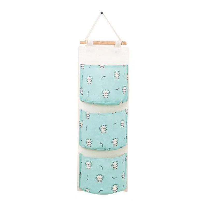 Bear Rabbit Sundry Storage Bag 3 Pockets Door Wall Hanging Organizer Pouch