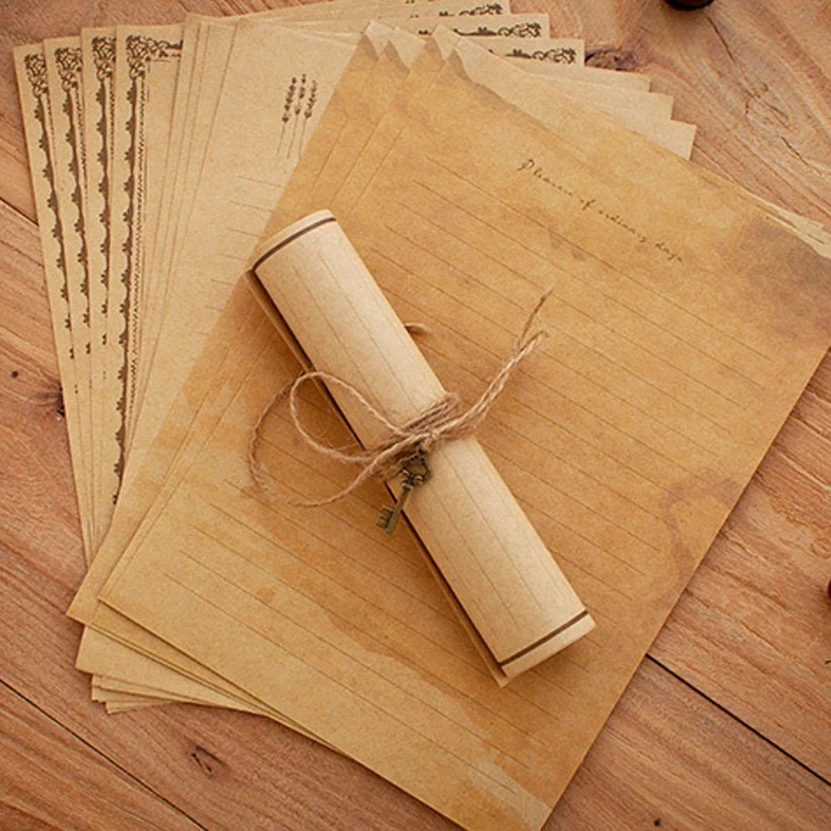 Cowhide Letter Paper Envelope Stationery Writing 5Set