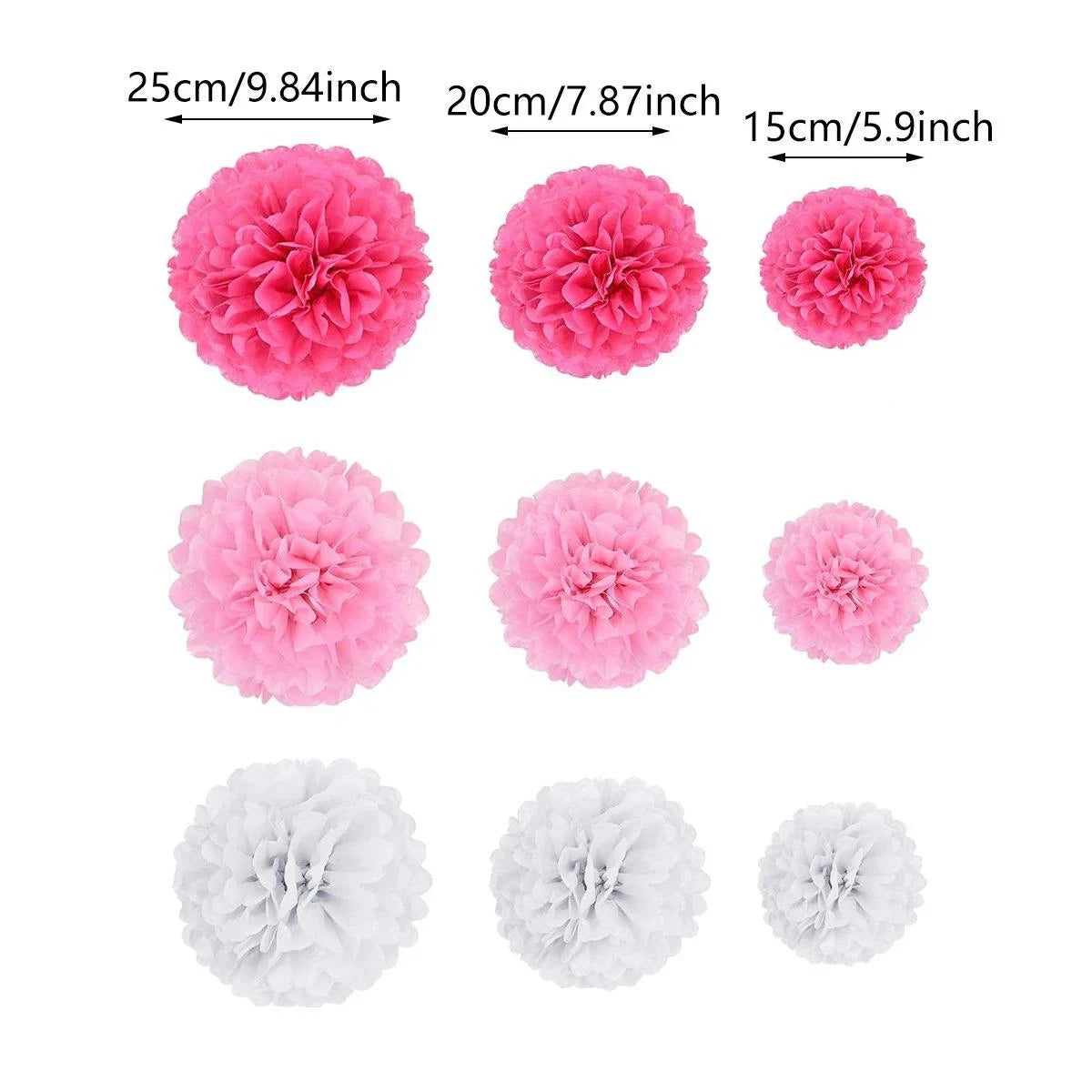 18PCS Golden Black Ornaments Paper Flower Ball Set