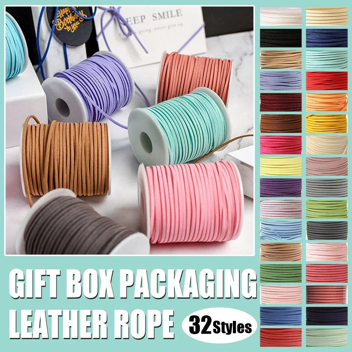 32 Colours Leather Rope Gift Box Packaging Belt