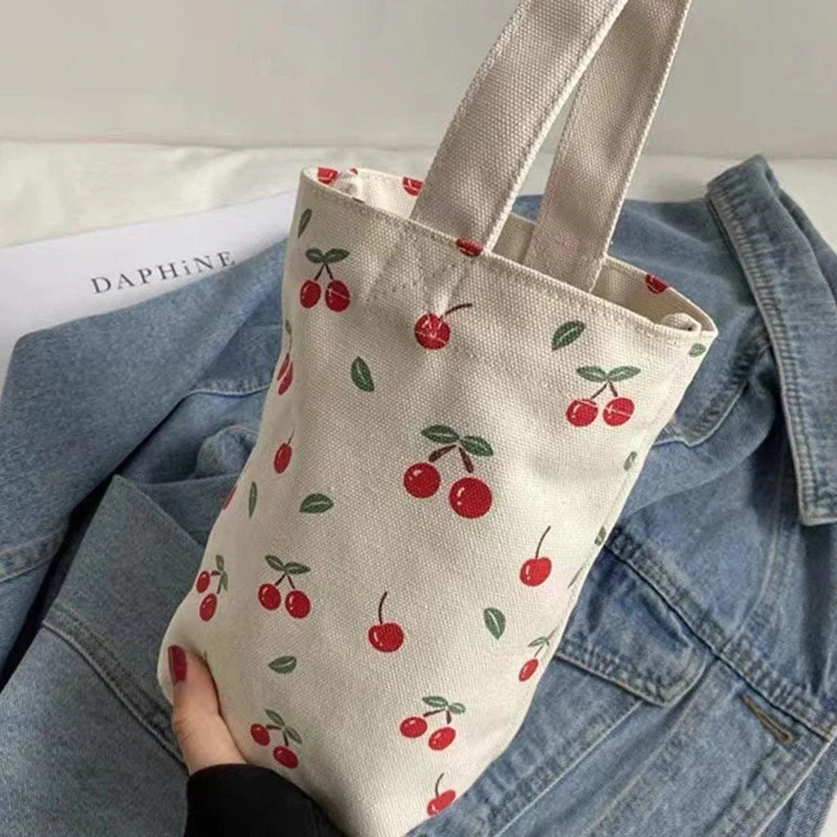 Red Blue Small Canvas Bags Cup Holders 2PCS