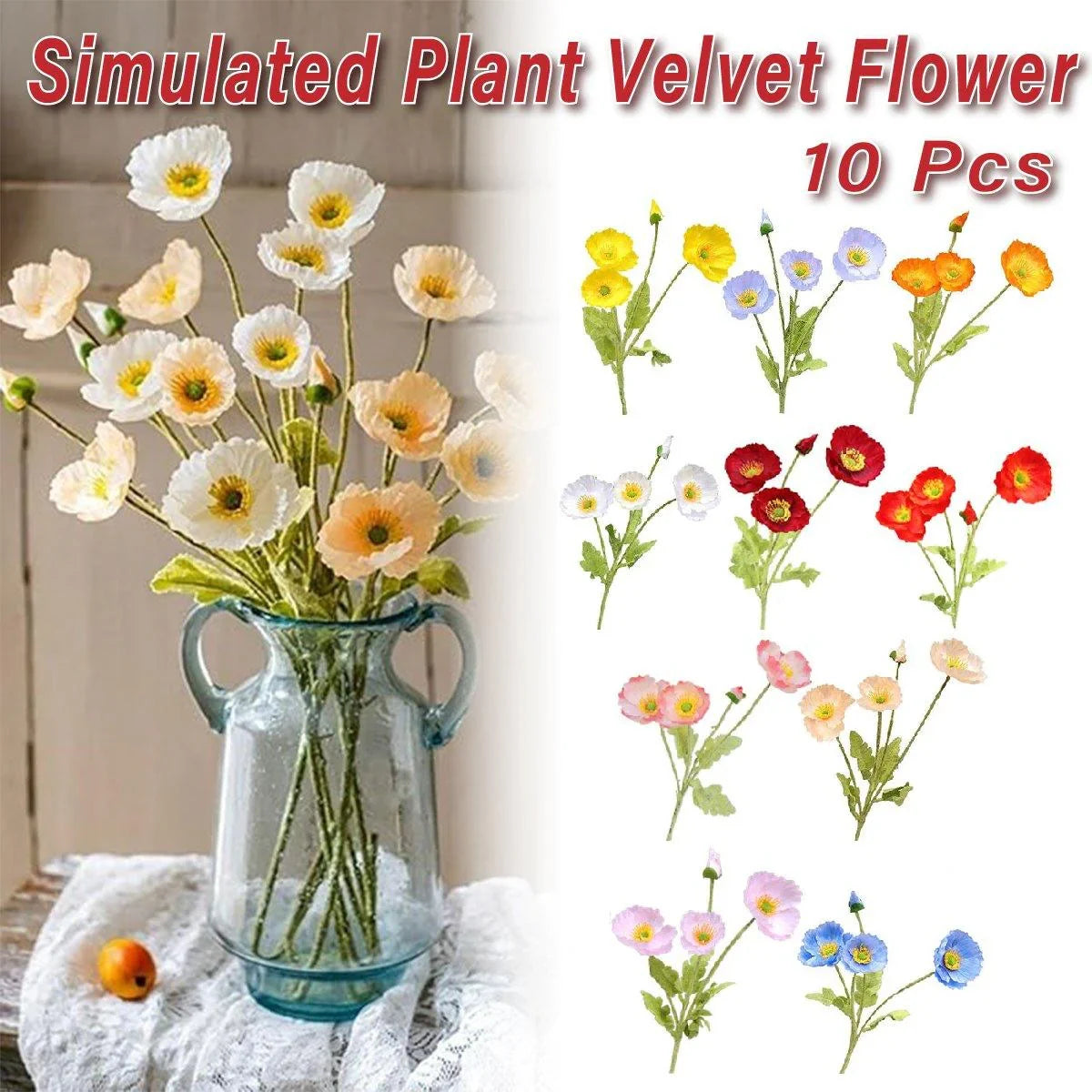 10PCS Simulation Flocking Corn Silk Flowers