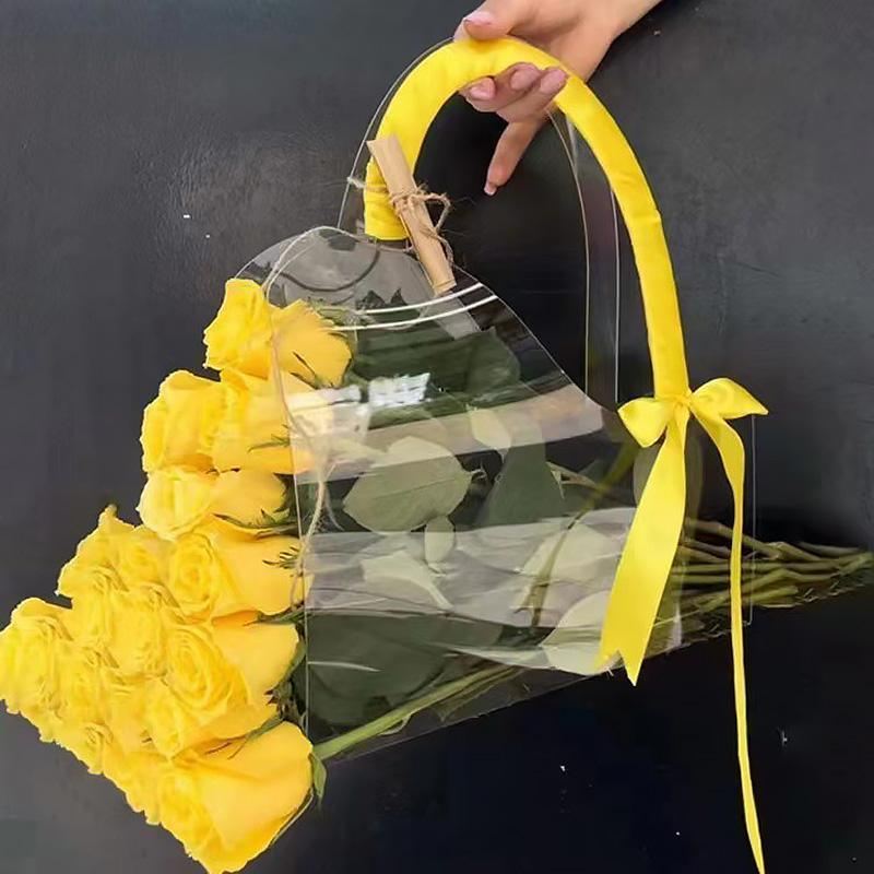 Transparent Flower Handbags PET Floral Display 10PCS
