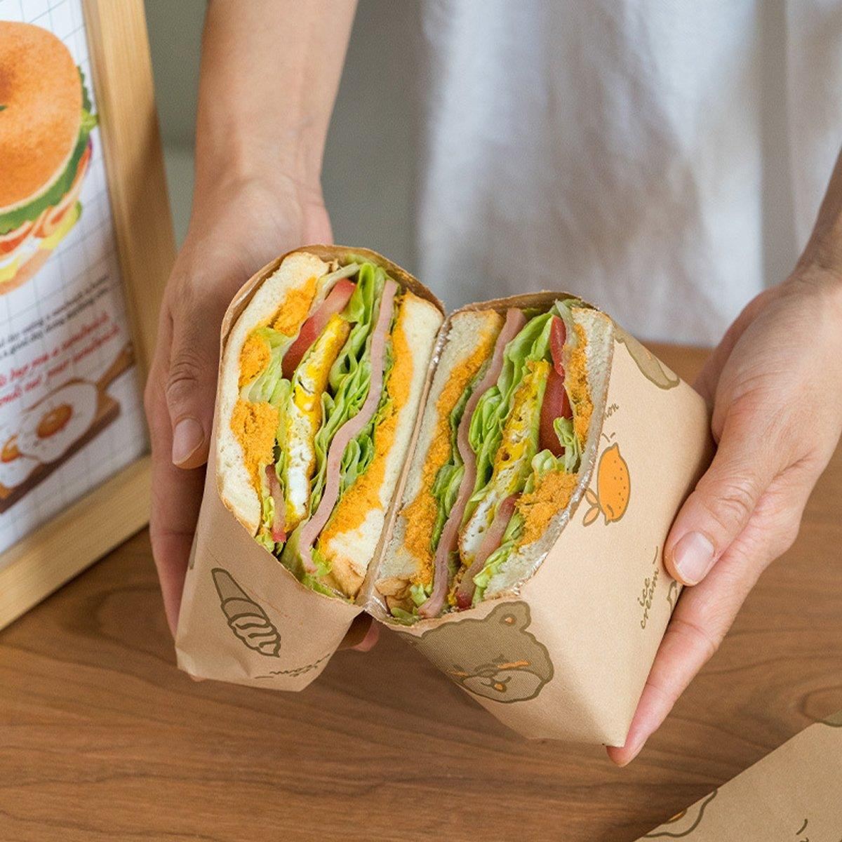 Grease-Proof Coated Sandwich Wrapping Papers 100PCS