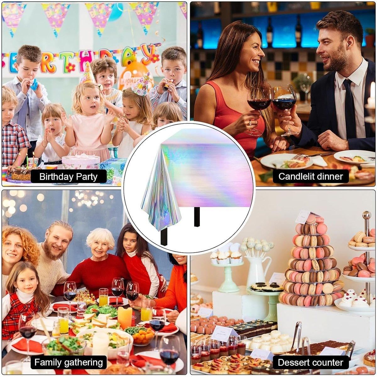 10PCS Disposable Party Decorative Tablecloth Laser Colorful
