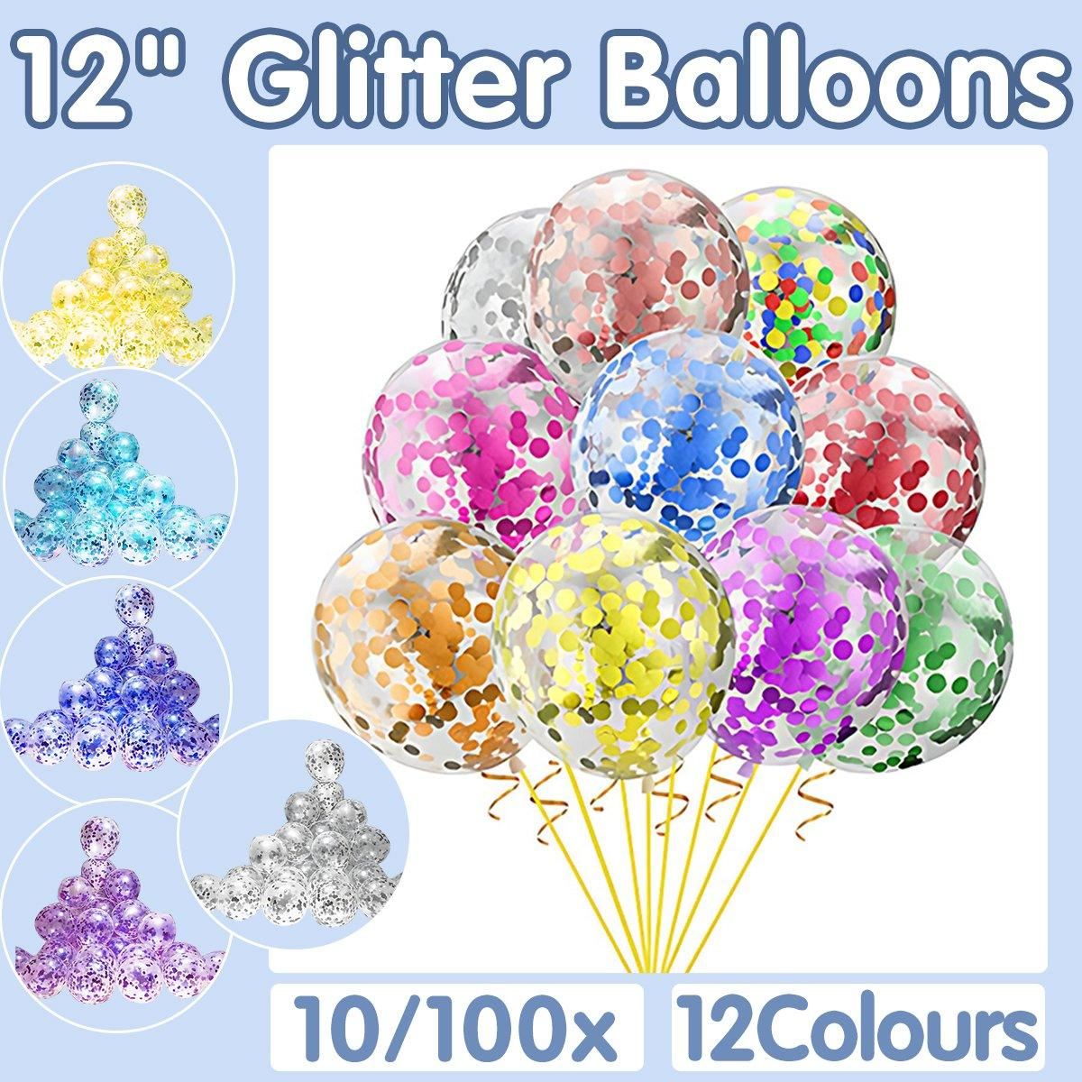 30cm Confetti Balloons Glitter Clear Latex 10PCS