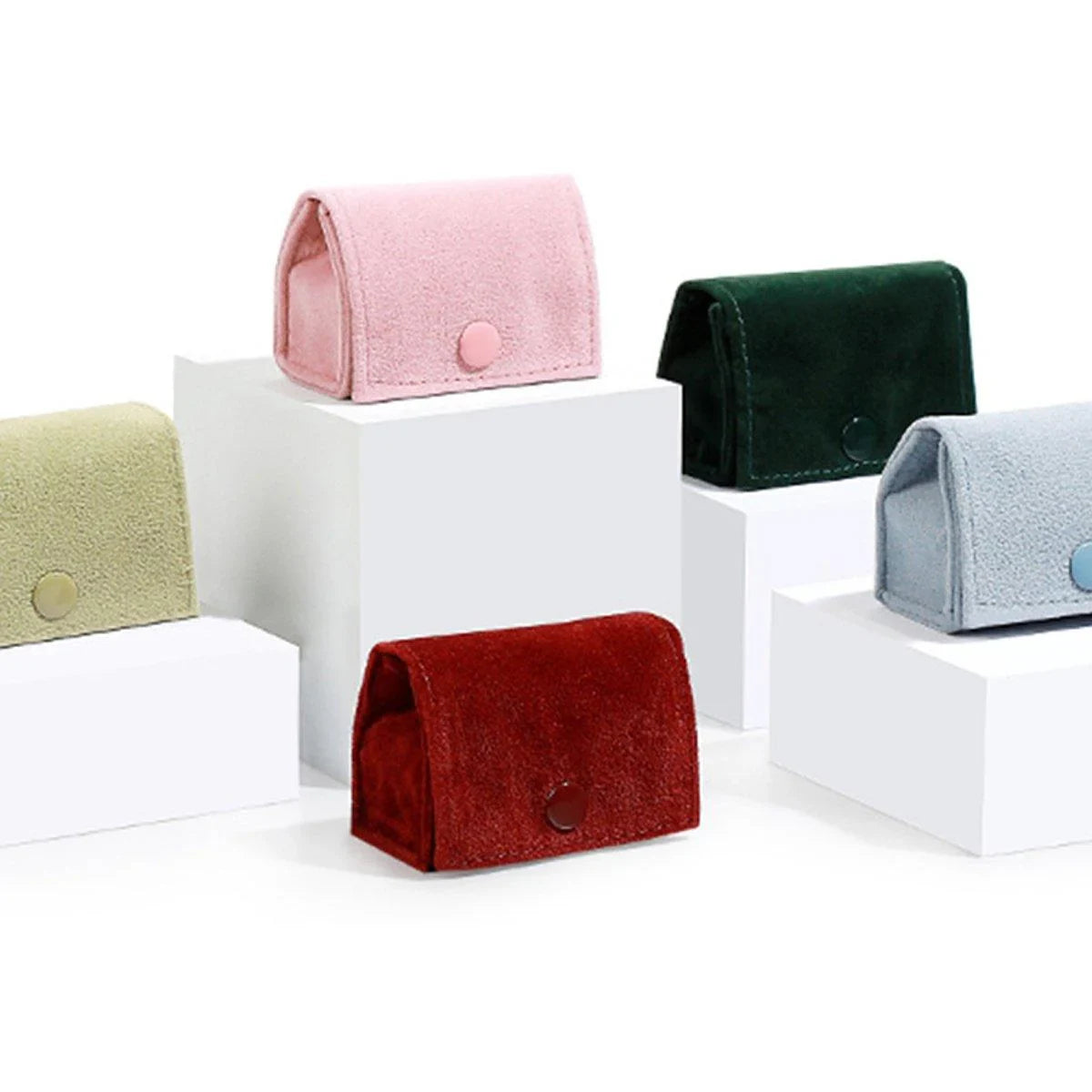 Premium Fabric Mini Rings and Earrings Jewelry Boxes 5PCS
