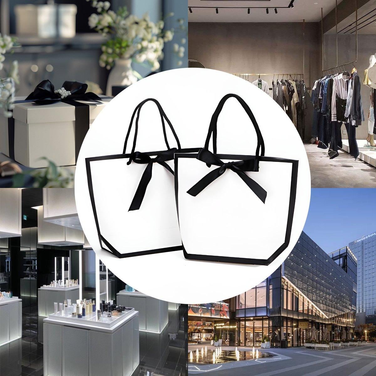 Paper Gift Bags with Black Ribbon 25PCS