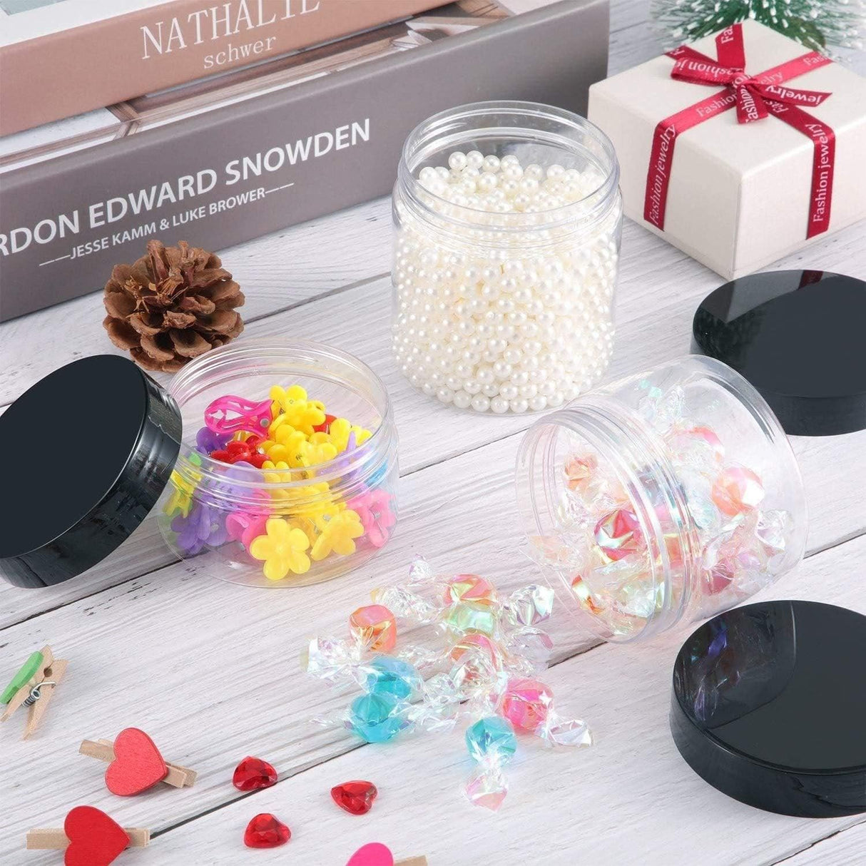 Durable PET Plastic Jars for Skincare Products Clear 10pcs