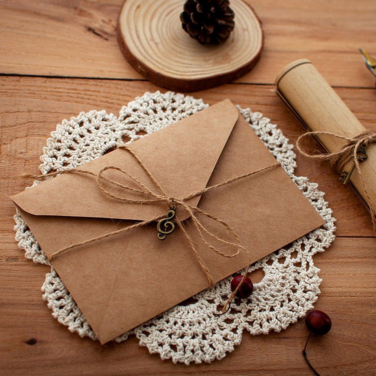 Cowhide Letter Paper Envelope Stationery Writing 5Set