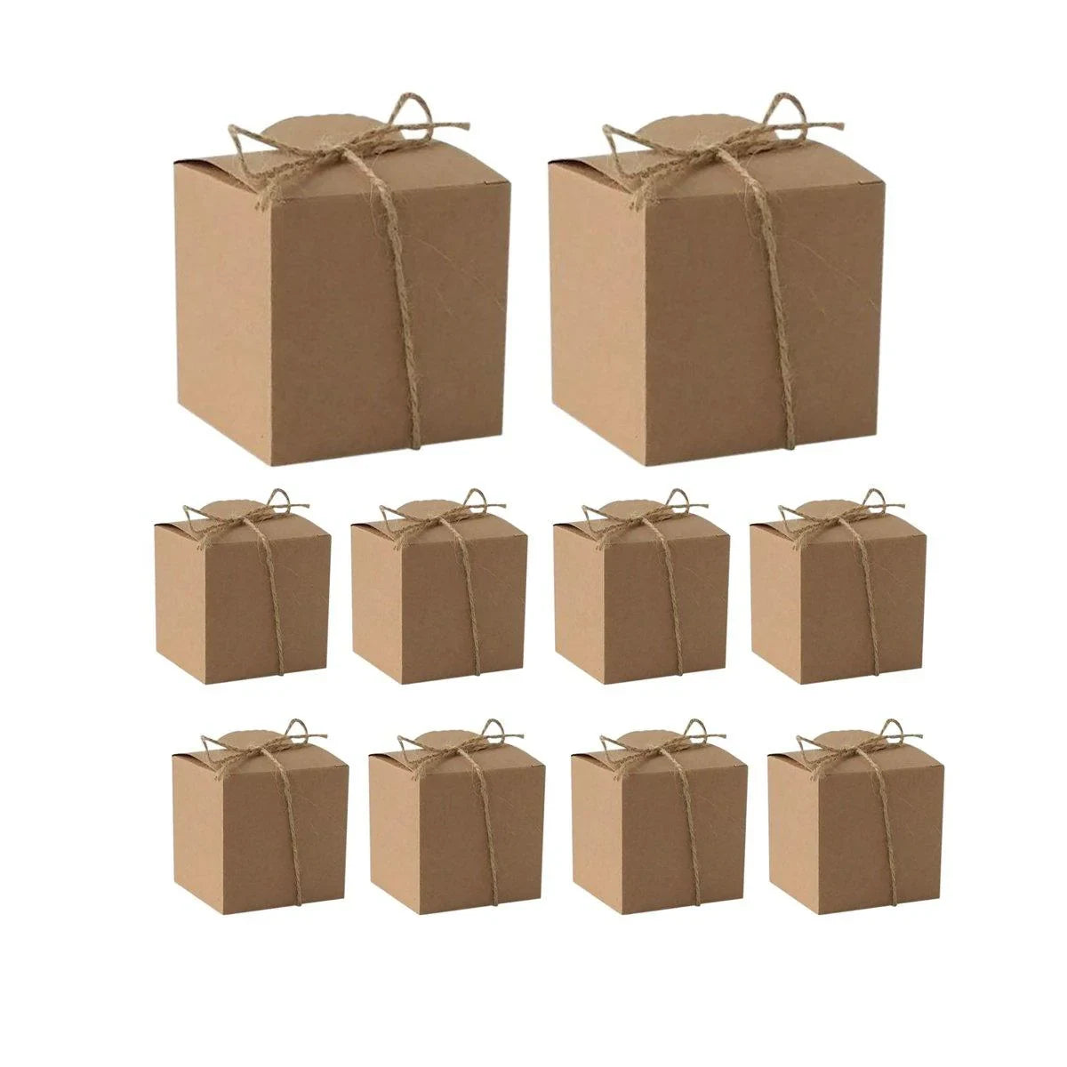 Kraft Paper Gift Boxes with Hemp Rope and Tags 50PCS