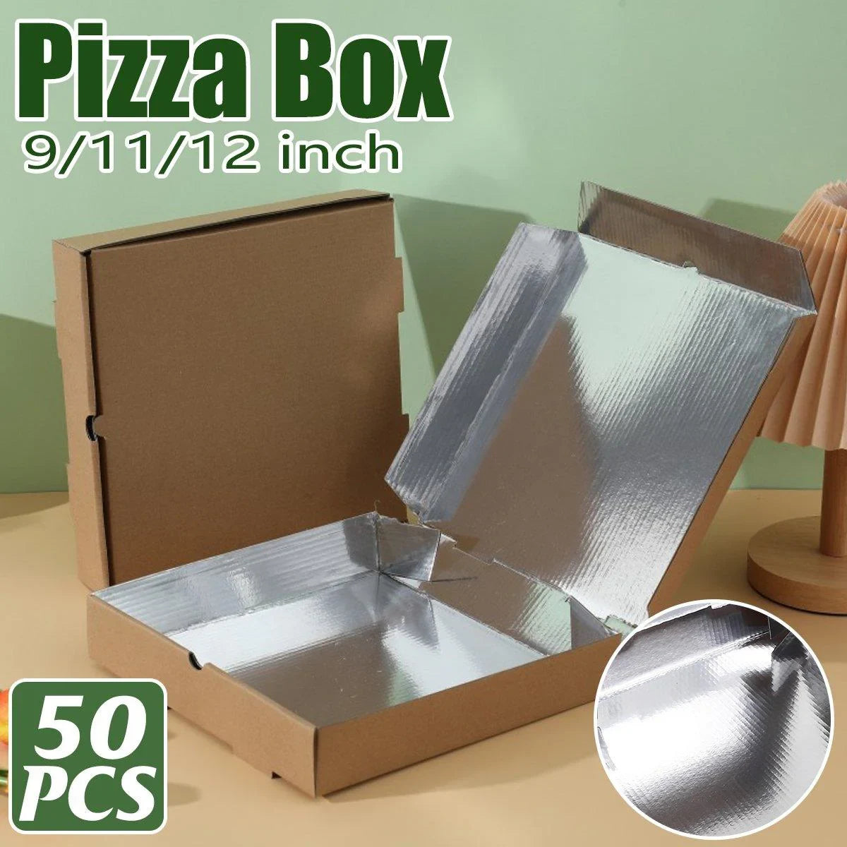 Pizza Boxes Aluminum Foil Lining Heat Retention 50PCS