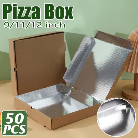 Pizza Boxes Aluminum Foil Lining Heat Retention 50PCS