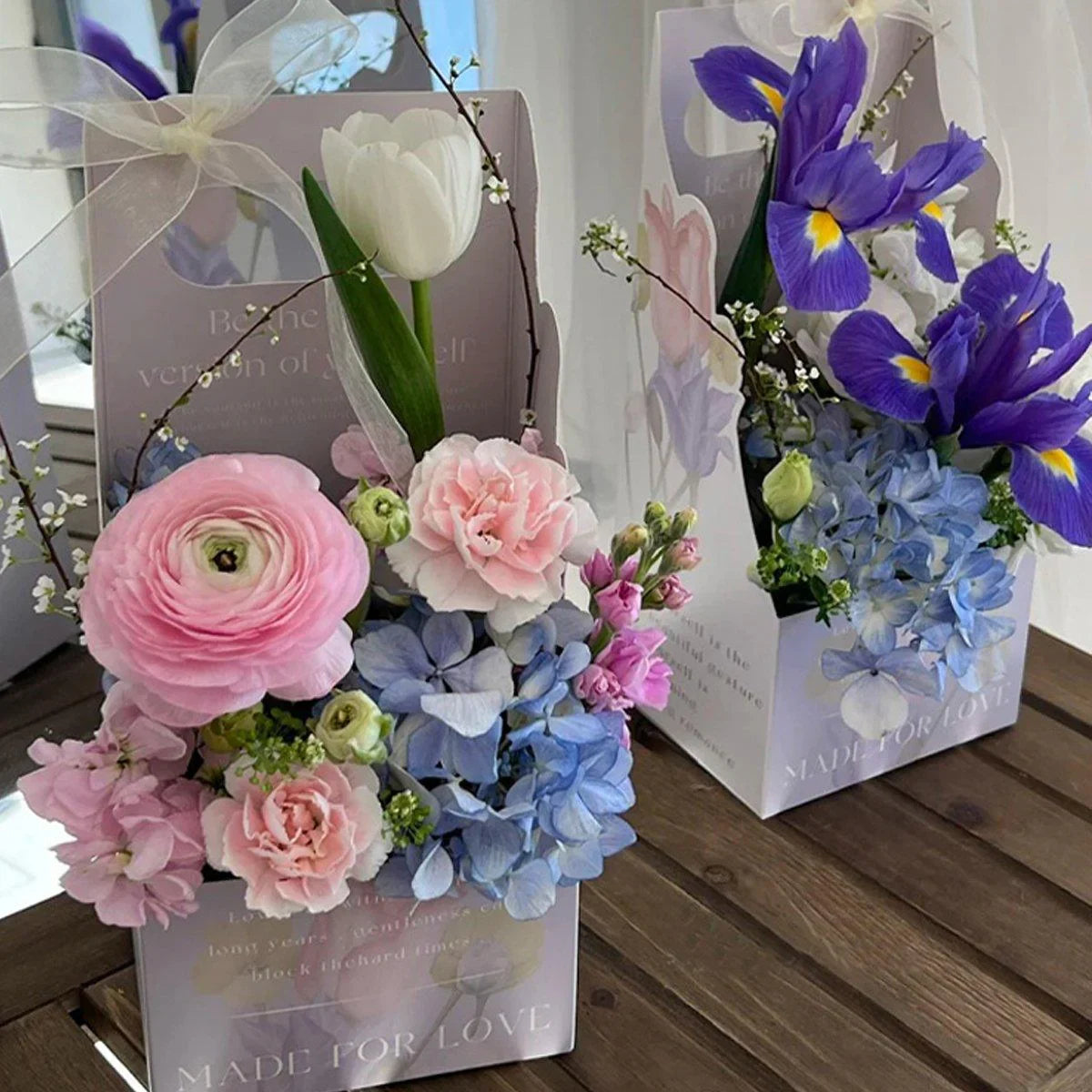 Foldable Hand-Held Flower Packaging Boxes 10 PCS