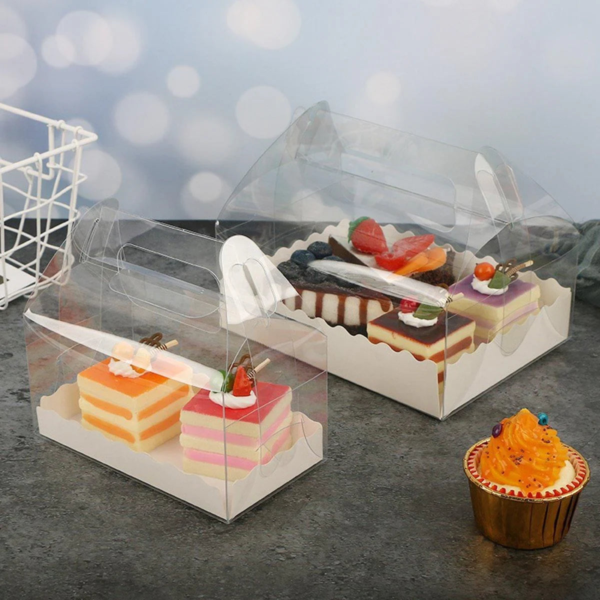 Portable Clear Pastry Boxes for Desserts 25PCS